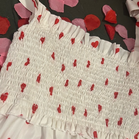 White Midi Dress with Red Hearts ♥️ Valentines Day - Picture 5 of 6